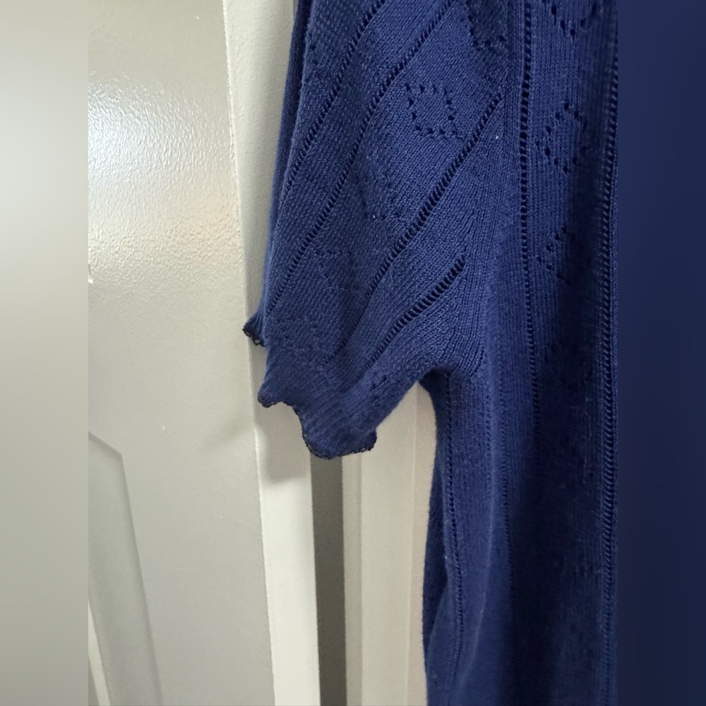 J.Crew Pointelle short-sleeve V-neck cardigan in premium ultra-fine cotton Sz M - Picture 8 of 9